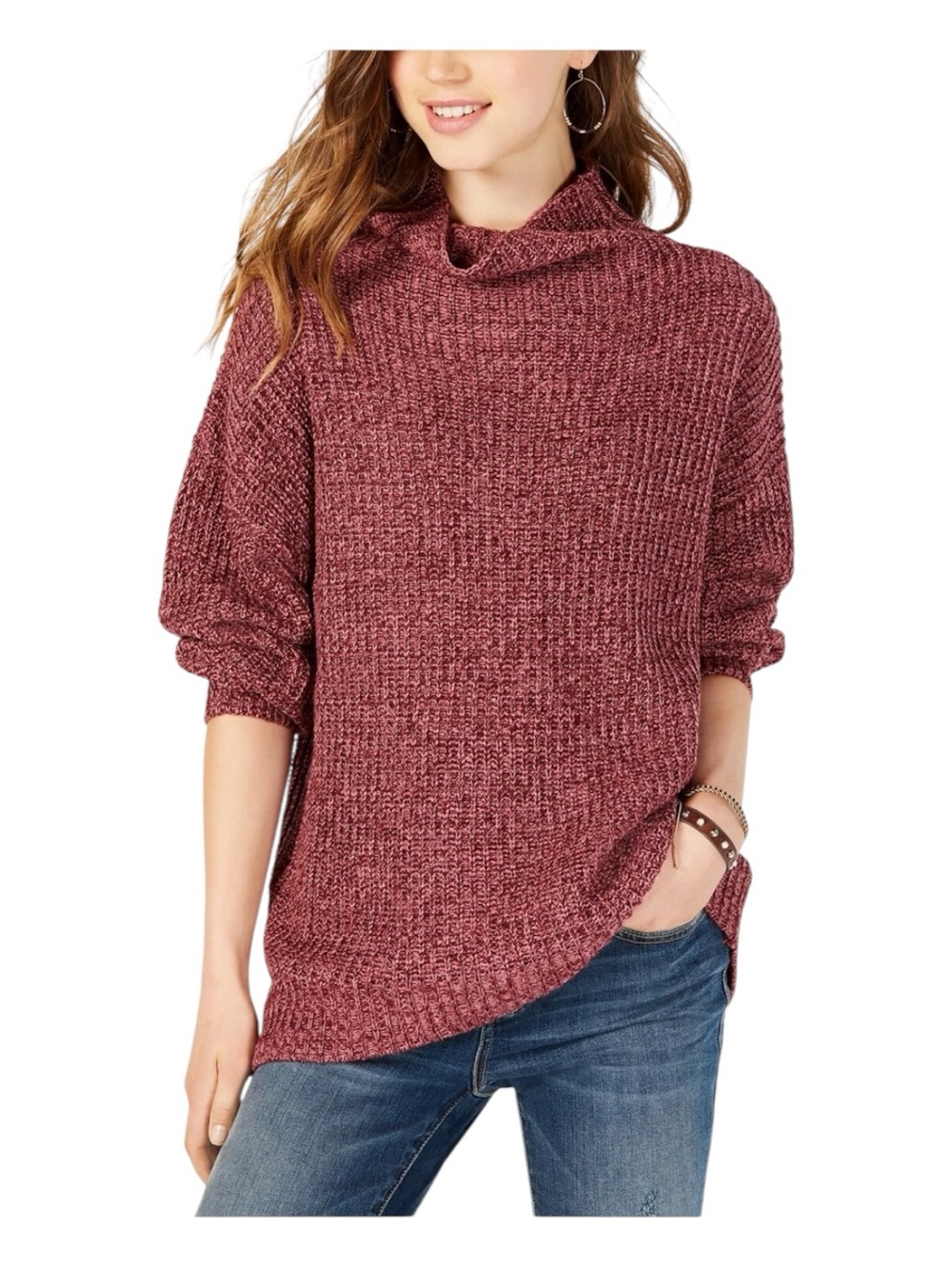 NWT American Rag Marled Wine Zinfandel Funnel Neck Sweater Sz S